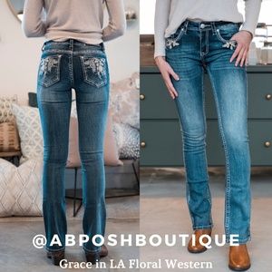 NWT Grace in LA Jeans Floral Easy Fit Boot Cut